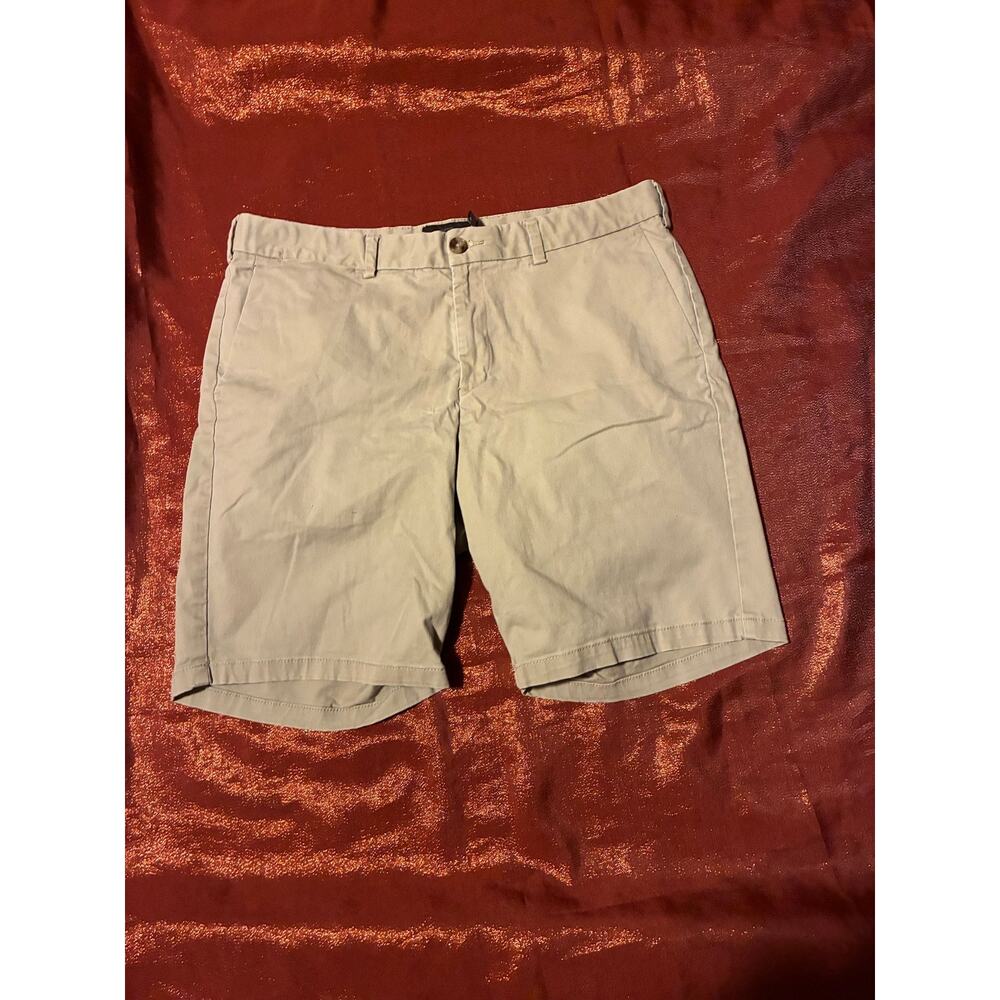 Black Brown 1826 Shorts Mens W34 Khaki Flat Front Chino Casual Short Belt Loops